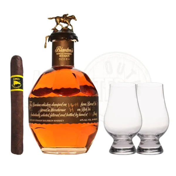 Blanton's Black Label with Glencairn Set & Cigar Bundle bourbon whiskey